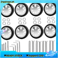 8pcs Luggage Wheels Replacement Kit,Dia 2in/50mm Thick 0.47in/12mm Resistant Rubber Mute Caster Repl