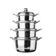 PQS หม้อข้าว หม้อสแตนเลส หม้อ2หู หม้อแกง หม้อหุงต้ม ขนาด 18202224 ซม.