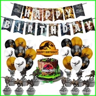 B4 Jurassic World Theme kids birthday party decorations banner cake topper balloon set supplies 4B