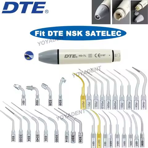 Woodpecker DTE Dental Ultrasonic Piezo Scaler Handpiece LED HD-7L Scaling Tips Fit DTE NSK SATELEC D