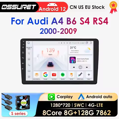 OSSURET Carplay Android Auto Car Radio For Audi A4 B6 2000-2006 S4 B7 RS4 Car Intelligent Systems Au