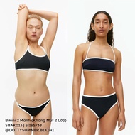 [Excellent] 2-Piece Bikini Swimsuit Black with White Trim Arket SBAK013