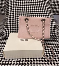 代購Dior迪奧粉色帆布化妝包 收納包改造鏈條包單肩包斜挎包