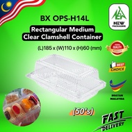 BENXON OPS-H14L Rectangular Medium Clamshell Container with Lock [50 Sets] | Bekas Makanan Kuih