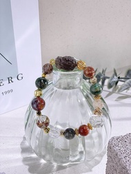 信念 龍首冰曜|四季幽靈|紅膠花|綠幽靈|白水晶|水晶手鍊A08-1