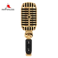 Professional Wired Vintage Classic Microphone Dynamic Vocal Mic Microphone for Live Performance Karaoke(Gold)