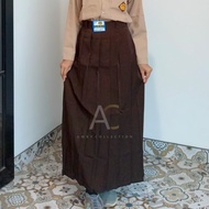 Rok Rempel Kain Licin Warna coklat gelap Rok Rimpel Bandung Paling LARIS Seragam Sekolah MURAH