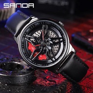 นาฬิกาผู้ชายของแท้ TE หมุน37ล้อนาฬิกาผู้ชายสามมิติกลวงปลอมรถดัดแปลงแนวคิดคาลิปเปอร์นาฬิกาผู้ชายเบรค