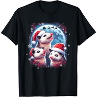 Three Possum Moon Christmas Funny Santa Hat Gift Idea T-Shirt