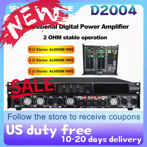 ShennDare D2004 Professional 2ohm Stable 4X3800W Digital Audio Power Amplifier 4 Ch Class D Subwoofe