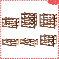[SzluzhenbcMY] Wooden Rack, Red Display, Bottle Rack, Stand, Holder for Home, Table Top, Countertop, Kitchen, Dining Room
