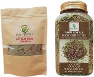 Farm Royale Kasoori Methi &amp; Bay Leaf Dried Whole Combo (50gm, 50gm) sabut masala /100% Fresh Pure and Natural.