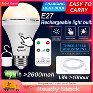 USB C Rechargeable Light Bulb With Remote Control 7W Battery Powered Light Bulbs E27 Touch Control D