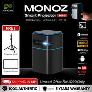 MONOZ NANO Projector 4K Ultra HD 8000 Lumens High HD Led Projector Mini Projector Wireless Smart Pro