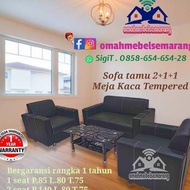 Ready Sofa Tamu Minimalis Modern 211 Bahan Oscar Free Meja Kaca Murah