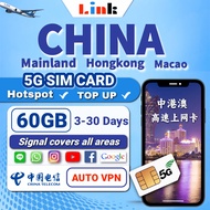CHINA Travel Sim Card 中港澳【mainland+HK+Mac】【3~30 days Unlimited data】 4G/5G LTE Prepaid Cards 【✅ Hots