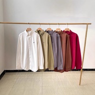 1AYX RL #Ready Stock Pony Label Embroidered Unisex polo Collar Oxford Spinning Shirt All-Match Class