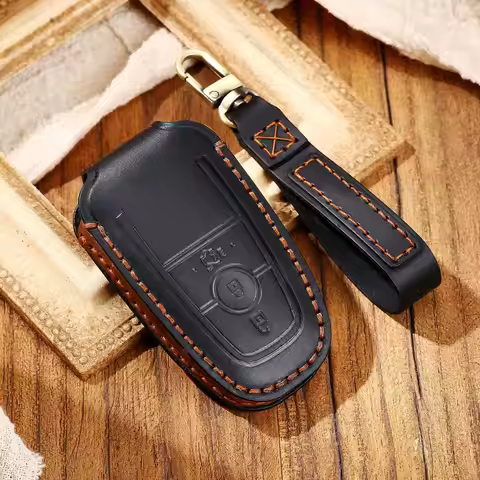 For Ford 2017 Mondeo Mustang Raptor F150 Fusion Edge Expedition L69 Car Key Pouch Leather Case Cover