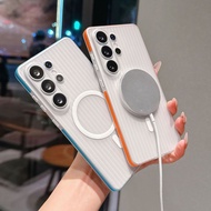 Corrugated Anti-Slip Strip Suitable for Samsung S26Ultra Phone Case S25ULTRA Ice Fog Frosted Magneti