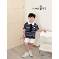 TH24B154 - Tohee boys polo outfit with Snoopy shape, khaki pants with cute, personality tie 8-30kg