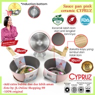 Cypruz pastel pink ceramic sauce pan 16cm/18cm induction / non-stick pan / boiling pan / baby mpasi