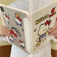 INS Creative Cartoon Funny Cute HelloKitty For IPad10.2 Acrylic Shell 22Ipad10th 5th Cover Mini6 Case Ipad Air1/2 Cover Air4/5 10.9 Anti-fall Case Pro11/ipad12.9 Anti-bending Cover