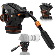 K&F Concept Professional Fluid Head, Silky-Smooth Fluid Head Tripod for Video Stable Tripod Head Mou