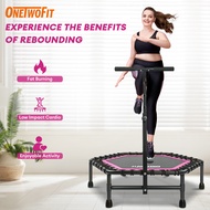 🇸🇬 OneTwoFit 1.27M(50 inch) Hexagonal Fitness Trampoline with Adjustable Handle Bar for adult Fitness Bungee Rebounder Exercise Jumping Cardio Trainer Workout Gym Home Strength Training trampoline