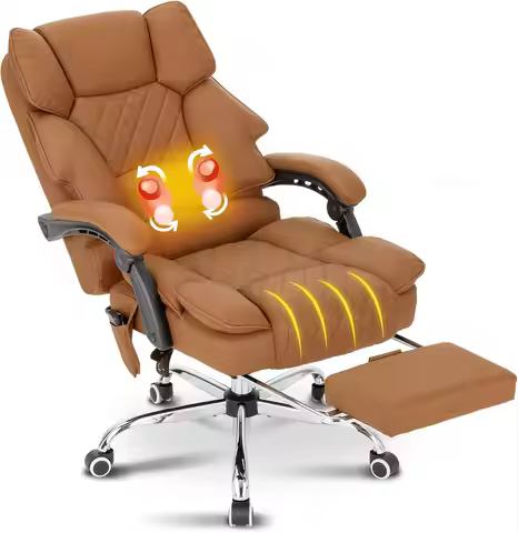 Kneading Massage Executive Office Chair with Heated,90-135° Reclining with Footrest,Ergonomic Desk C