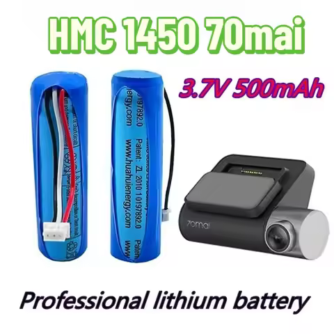 HMC1450 Lithium Ion Battery 3.7V 500mAh 70mai Smart Dash Cam Pro, Midrive D02 Replacement Battery 3-