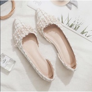 Giày bệt mũi nhọn phối quai ngọc đế cao su dẻo êm chân-B33