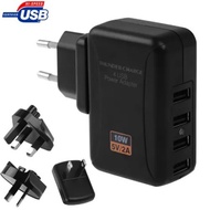 Thunder Traveler Charger 4 USB Port 5V 2A with Single EU Plugs Head Charging Adapter
