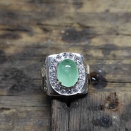 Zamrud Batu Permata Asli Cincin Perak Emerald Natural Gemstone Silver Ring