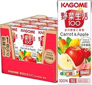 Kagome Yasai Seikatsu100 Carrot and Apple Vegetable and Fruit Mixed Juice, 200ml (Pack of 12)
