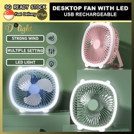 Upgraded 2in1 USB Rechargeable Fan with LED Light Portable Mini Desktop Table Hanging Stroller Fan or Clip Fan