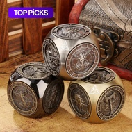 7 in 1 Metal Dice Set, 1 Set 3D Pattern Multi-sided Rotating Game Dice, Role Playing Board Game Acce