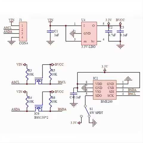 A23G 2PCS BME280 5V Sensor Module Atmospheric Pressure Temperature Humidity Sensors I2C SPI Breakout