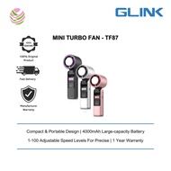 Glink Mini Turbo Fan Foldable Rechargeable Portable Handheld Fan Electric Desk Stand Fan - TF87 Blac
