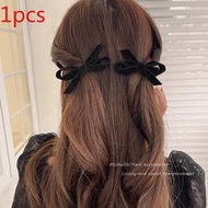 Sweet Cute Velvet Bow Hair Clip 2023 Winter Half-Tie Hair Clip Temperament Fashion Black Duckbill Cl