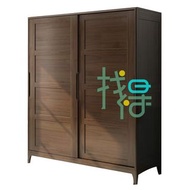 北歐簡約實木推拉移門衣櫃雙門原木衣櫥衣柜 17060