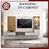 NPC 7.5 Feet Wall Mounted TV Cabinet Marble Design / Hanging TV Cabinet With Led