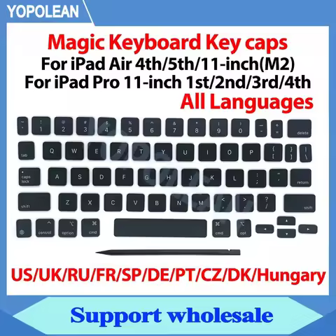New Key Keycaps Keys Cap Black For iPad Pro 11" Air 11 inch M2 A2261 A1998 Magic Keyboard Key Black