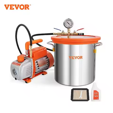 VEVOR 3GAL/5GAL Vacuum Chamber&3.5CFM Pump Kit Tempered Glass Lid Vacuum Degassing Chamber Kit for S