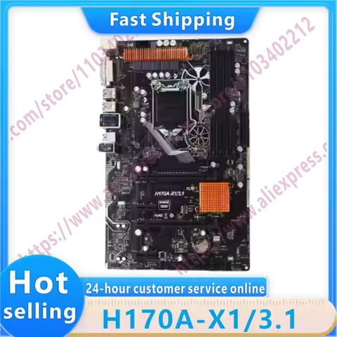 H170A-X1/3.1 LGA 1151 H170 DDR4 64GB PCI-E 3.0 SATA III DVI ATX