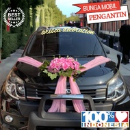 Bunga Mobil Pengantin Dekorasi Hiasan Pita Mobil Pernikahan Wedding Car Murah Mewah Oval Premium
