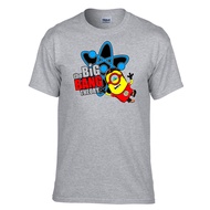 T-Shirt Big Bang Minions Sheldon Theory Bazinga Grey -308_Grey Cotton Fabric