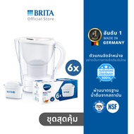 BRITA Water Filter Jug Marella XL 3.5L White + (Filter Pack 6)