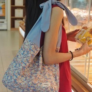 英國Liberty布料拼接布藝蝴蝶結布袋包 環保手提斜挎兩用包包