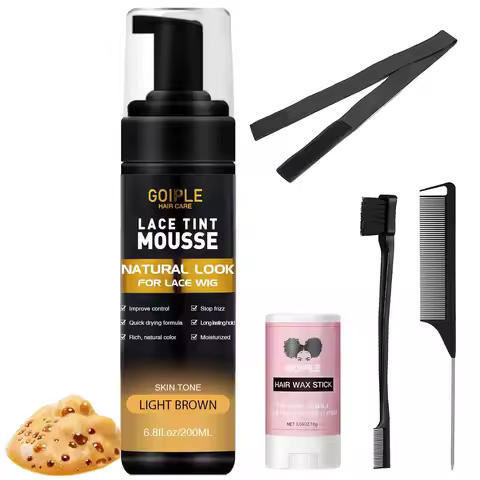 6.8 fl oz Lace Tint Melting Hair Mousse for Women Wigs Tool Set Toupees and Hairpieces Natural Finis