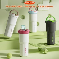 SHOTAY Tea Infuser Thermal Flask 680ml Stainless Steel Vacuum Bottle Leak-Proof Hot & Cold